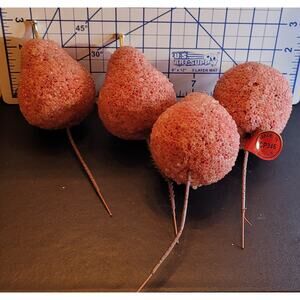 Set of 4 Sugared Beaded Faux Fruit, Stemmed for Placement in Arrangements